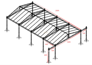 Exhibición portátil al aire libre Eventos de conciertos Escenario de boda Espectáculo de iluminación Altavoz Truss de aluminio con techo curvo Pantalla LED Truss TUV SGS CE 200x100x40ft