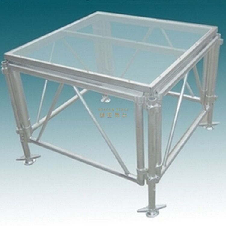 Podio de plataforma de escenario de baile transparente acrílico de vidrio portátil 7,5x2,5 m de altura 0,4-0,8 m