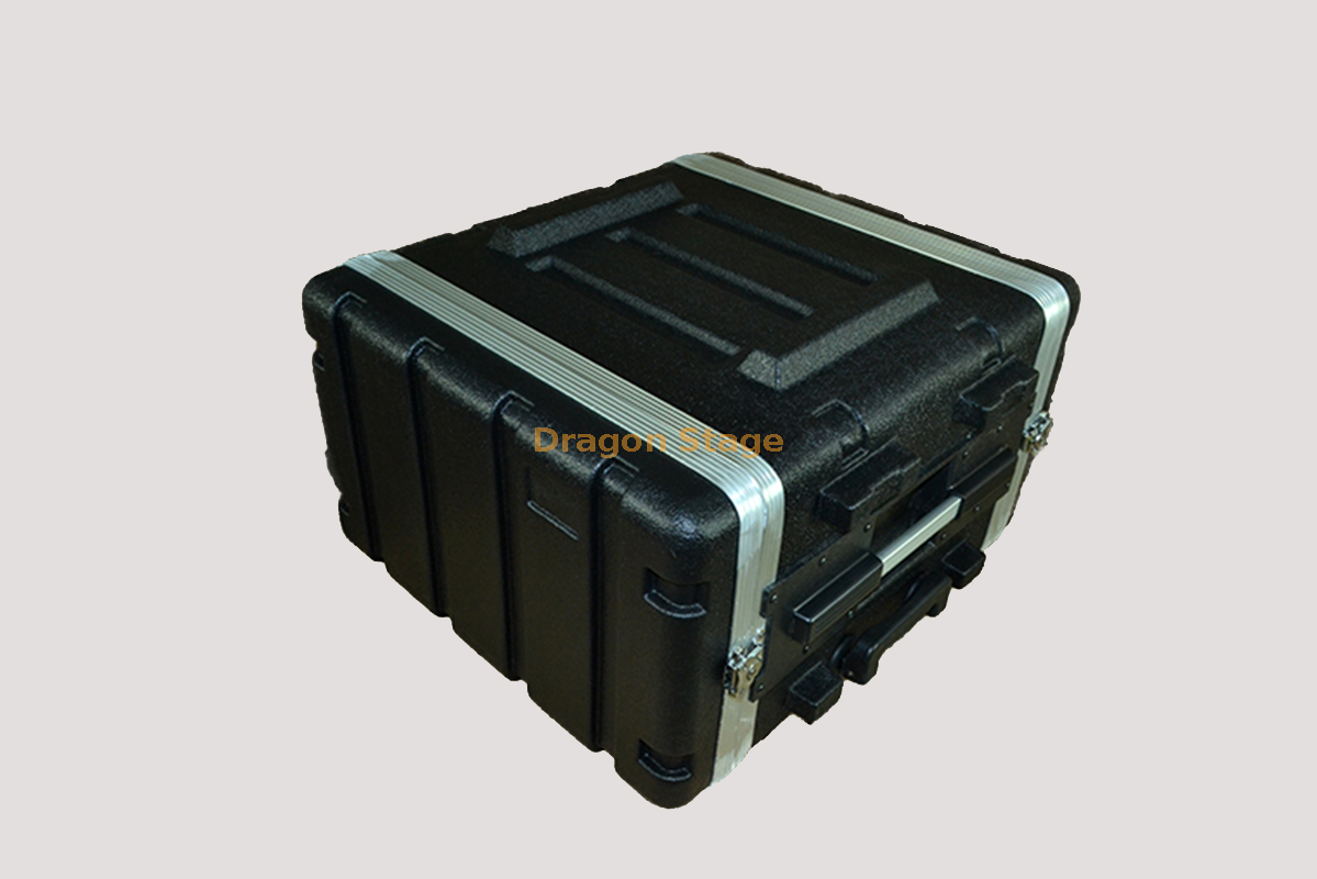 Estuche rígido ABS Plástico ABS 6UW Trolley Case con ruedas Gabinete de equipo de amplificador de potencia de audio de 19 pulgadas