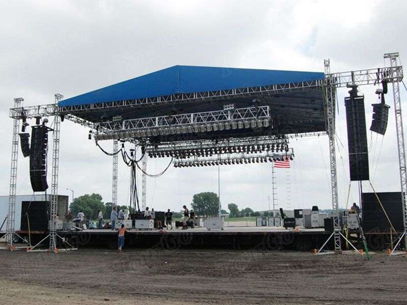 Sistema de truss de escenario para eventos al aire libre de altura ajustable de aluminio 15x12x8m 6 pilares 2 alas